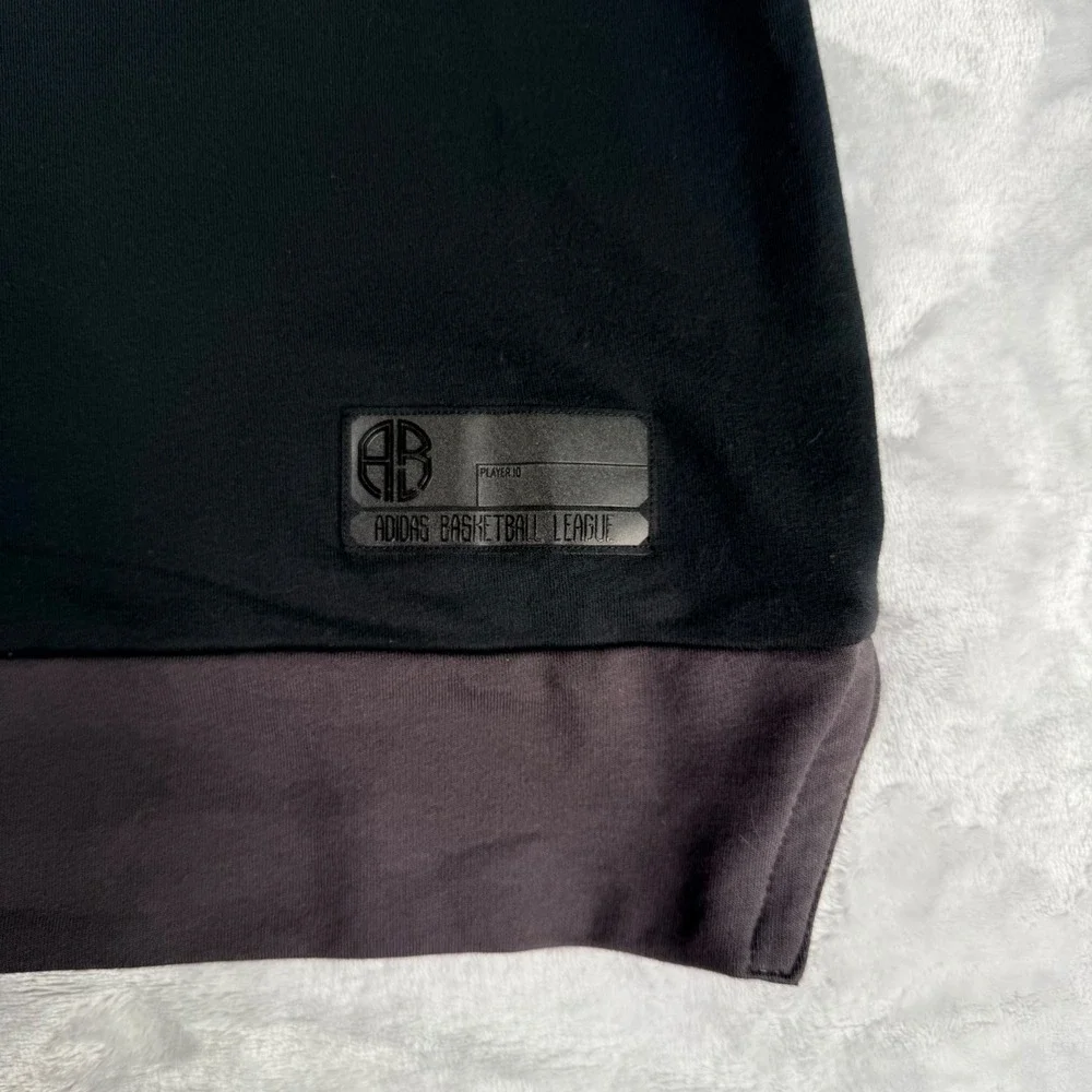 Adidas Basketball League Hoodie Mens Medium Black Gray 3/4 Sleeve Spell-out Hood